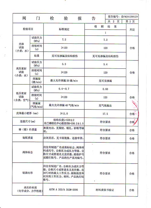 檢驗報告-低扭矩截止閥